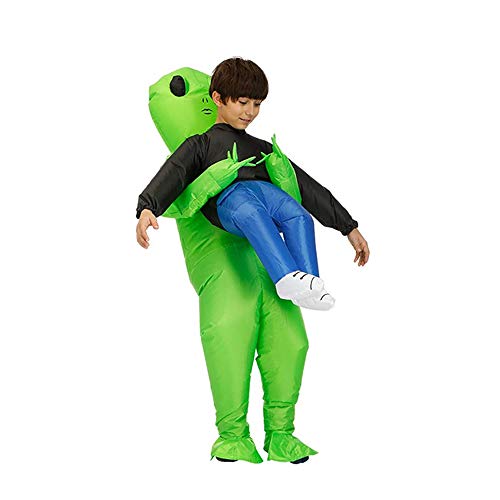 Disfraz inflable Unicornio Niños Adultos ET Verde Alien Llevar Trajes Humanos Inflables Divertidos Blows Up Traje Cosplay-Disfraz de Navidad Halloween Traje de Carnaval Traje (Niños)