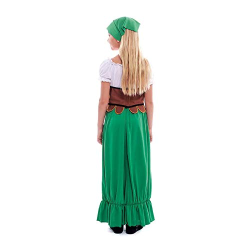 Disfraz Medieval Mesonera Niña Vestido Tabernera Campesina Posadera【Tallas Infantiles de 3 a 12 años】[Talla 10-12 años] Disfraces Medievales Edad Media Carnaval Festivales Teatro Actuaciones Desfiles