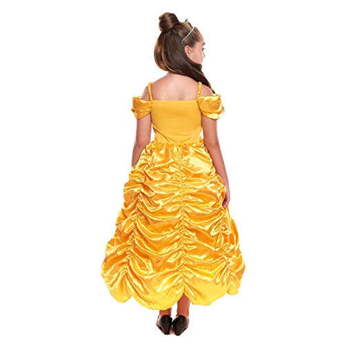 Disfraz Princesa Bella Niña Vestido Dorado 【Talla Infantil 3 a 12 años】[Talla 10-12 años| Traje Cosplay Princesa Fantasía para Fiestas Carnaval Halloween Cumpleaños