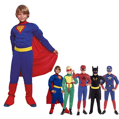 Disfraz Superhéroe Súper Niño con Capa【Tallas Infantiles】[Talla 3-4 años] | Disfraces Niños Superhéroes con Capa Antifaz Cosplay Héroes para Carnaval Halloween Cumpleaños Fiesta Disfraces