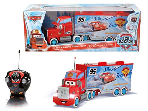 Disney Cars - Camión RC Ice Racing Mack, teledirigido, Color Rojo y Azul (Mattel 3089593)