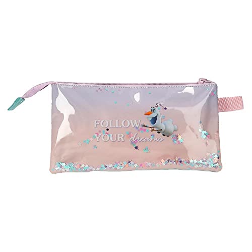 Disney Frozen Follow Your Dreams Estuche Triple Azul 22x12x5 cms Poliéster