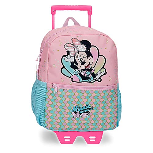 Disney Minnie Mermaid Mochila con Carro Rosa 25x32x12 cms Poliéster 9.6L