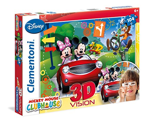 Disney - Puzzle 3D, 104 Piezas, con Gafas, diseño Mickey Club House (Clementoni 206056)