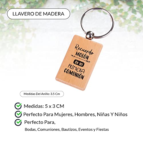 DISOK Lote de 12 Llaveros Madera 1ª Comunión con Frase Recuerdo MOLÓN - Llaveros Originales, Detalles, Regalos y Recuerdos de Comuniones y Eventos