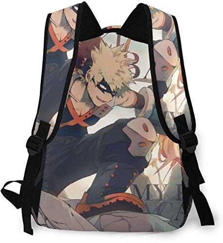 DJNGN Mochilas para niñas Adolescentes My He-r-o ACA-Demi-a Backpcak Bakugou Katsuki Boku No Hero Mochila Duradera con Gran Espacio y Estampado con Correas Acolchadas