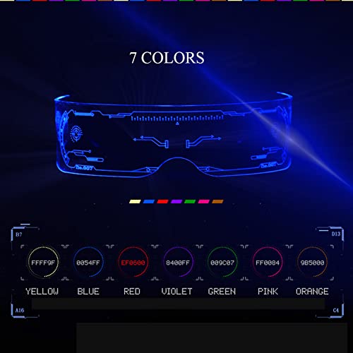 DOCT Gafas LED, Gafas de Colores Luminosas de Fiesta de neón, Gafas de 7 Colores para Fiesta Gafas de 7 Luces para Fiesta de DJ Navidad, Gafas de Flash LED mágicas, Juguetes de luz de Concierto