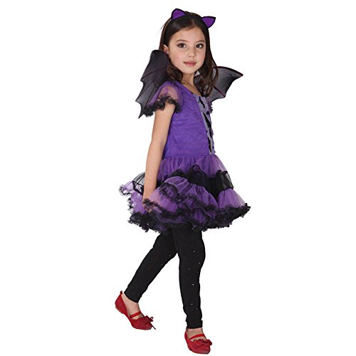 DOGZI Ropa Bebé Halloween,3PC Bebé Niñito Niños Ropa de Halloween niña Disfraz (Vestido + Hair Hoop + Batwing) Equipar Ropa bebé niña Invierno