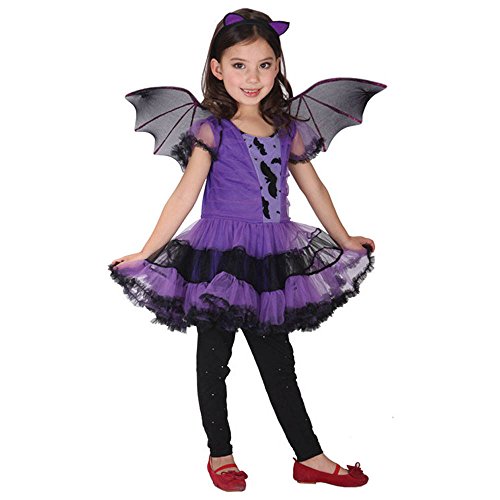 DOGZI Ropa Bebé Halloween,3PC Bebé Niñito Niños Ropa de Halloween niña Disfraz (Vestido + Hair Hoop + Batwing) Equipar Ropa bebé niña Invierno