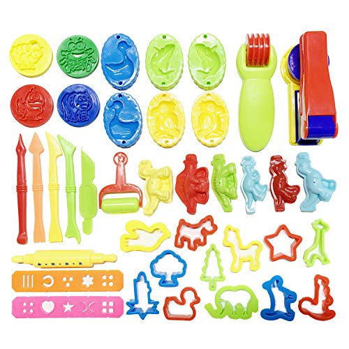 DOITEM 39 Piezas Herramientas de Masa de Arcilla Juego de Cortadores de Rodillos de Masa para Niños Niños Kit de Arcilla de Plastilina DIY Juego de Regalo de Juguete Educativo