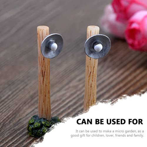 DOITOOL 4 Unids Lámpara de Calle en Miniatura Resina Mini Street Light Models Fallpost Pathway Lights For Dollhouse Bonsai Terrarium Fish Tank Decoration