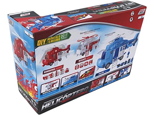 DQTOYS Helicóptero Transformable de Rescate Luces y Sonidos