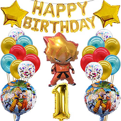 Dragon Ball Cumpleaños Decoracion Juego Globos,BKJJ Dragon Ball Juego Tema de Cumpleaños Suministros de Fiestas Fiesta de Tema de Juegos Incluye Globos de Látex