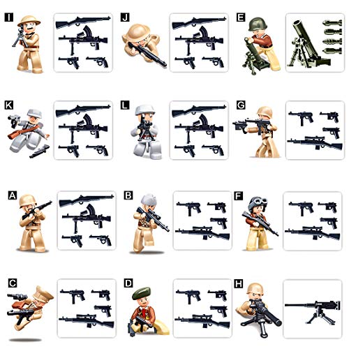 Dr.Bricks 12 minigifuras y armas de soldados WW2 compatibles con minifigs militares LEGO