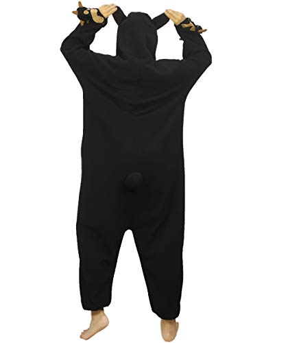 dressfan Unisexo Oso Pijamas Animales Traje de Dormir Cosplay Disfraz Homewear Mamelucos Ropa De Dormir Comodidad Suave Festival de Carnaval Halloween Navidad Negro