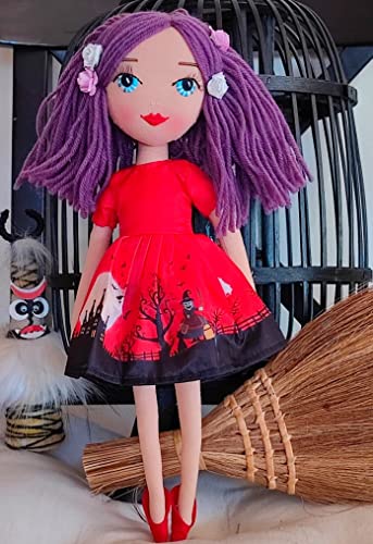 DRIMYDOLLS - Diana Muñeca de Trapo Suave Niñas, Blandita, Hecha a Mano, Muñeca de Moda 35 CM, Ojos Arcoiris, Colección Serie Limitada 300 UD en Todo el Mundo, Color Rojo, Exclusiva, Diseño