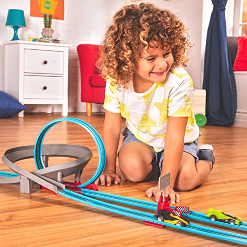 DRIVEN by Battat Drag Race Track Play Set-Large Turbo Dash – Juego Arrastre de 28 Piezas con bucles y 2 Autos, Pistas de Carreras y Juguetes para niños de 3 años en adelante (Branford Ltd. 0)