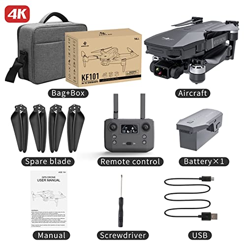 DSRHOM KF101 Drone Plegable con cámara 4K para Adultos, 5g WiFi FPV Transmisión en Tiempo Real, Gimbal Quadcopte de 3 Ejes, Selfie de Gestos, Altitude Hold, Quadcopte Drone Impermeable para Adultos