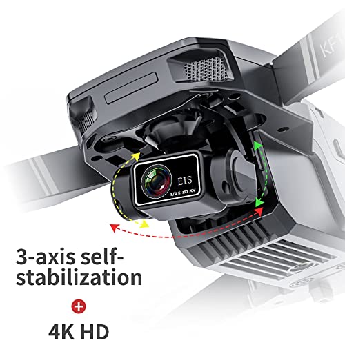 DSRHOM KF101 Drone Plegable con cámara 4K para Adultos, 5g WiFi FPV Transmisión en Tiempo Real, Gimbal Quadcopte de 3 Ejes, Selfie de Gestos, Altitude Hold, Quadcopte Drone Impermeable para Adultos