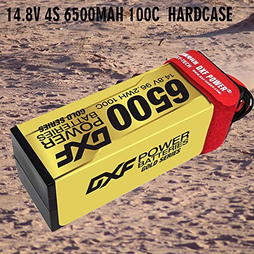 DXF 4S Batería Lipo 14.8V 100C 6500mAh Batería rígida con Enchufe XT90 para vehículos RC 1/8 y 1/10 Coche RC Buggy Truggy RC Avión UAV Drone FPV