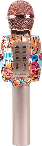 DYNASONIC Micrófono Karaoke Bluetooth, Juguetes para niños y niña Microfono Inalámbrico Karaoke Portátil con Luces LED para Niños, Regalos Originales niños (DM-05 Dorado)