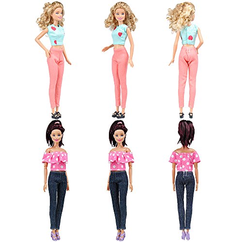 E-TING 5 sistemas calidad muñeca ropa blusa hecha a mano pantalones traje ropa de Sport para muñecas Barbie