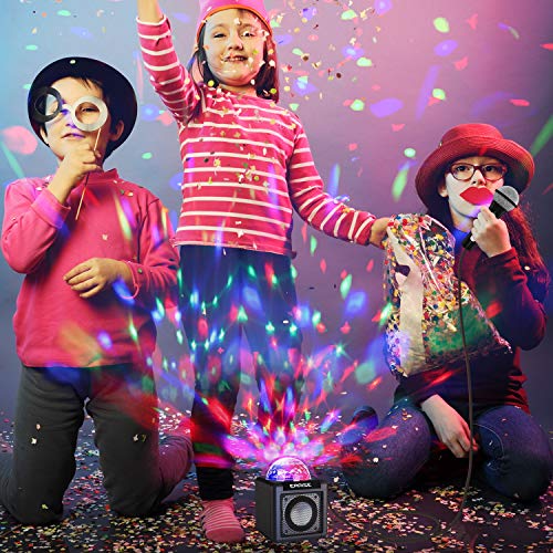 EARISE T12 Máquina de karaoke para niños con micrófono, altavoz de karaoke inalámbrico Altavoz Bluetooth para niñas niños de 3 años +, luces LED de discoteca, micrófono de juguete cantante