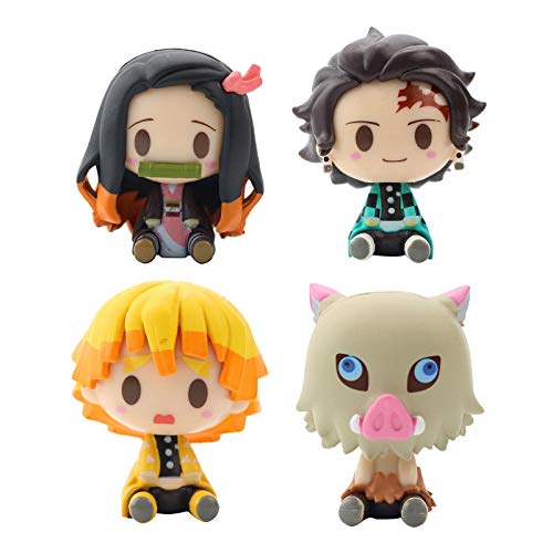 Earlyad Figuras de Demon Slayer, 4 Piezas Demon Slayer Figura de acción, Kimetsu No Yaiba Q Posket Petit, PVC Anime Character Model Collective Toy Gift para la decoración del hogar