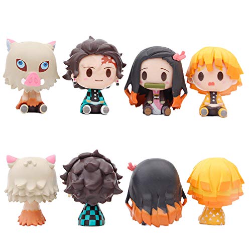 Earlyad Figuras de Demon Slayer, 4 Piezas Demon Slayer Figura de acción, Kimetsu No Yaiba Q Posket Petit, PVC Anime Character Model Collective Toy Gift para la decoración del hogar