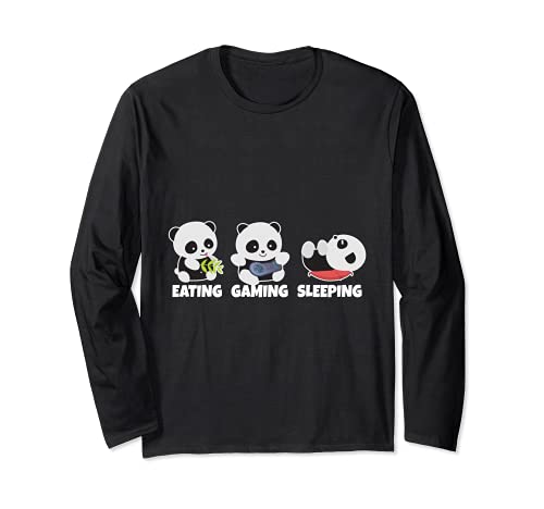 Eating Gaming Sleeping Panda Video Game Funny Gamer Gift Manga Larga