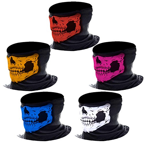 eBoot Máscara de Calavera sin Costura Bragas de Cuello de Calavera Bufanda Multiuso de Motocicleta, Colores Variados, 5 Piezas