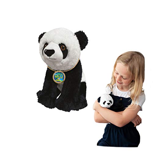 EcoBuddiez - Oso Panda de Deluxebase. Peluche Mediano de 20 cm elaborado con Botellas de plástico recicladas. Lindo Peluche ecológico con Forma de animalito para niños pequeños.