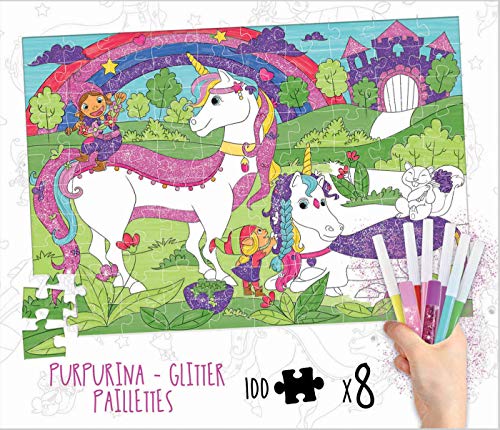 Educa - Colouring Activities: Unicornio Puzzle de 100 Piezas para Colorear, Multicolor (18066)