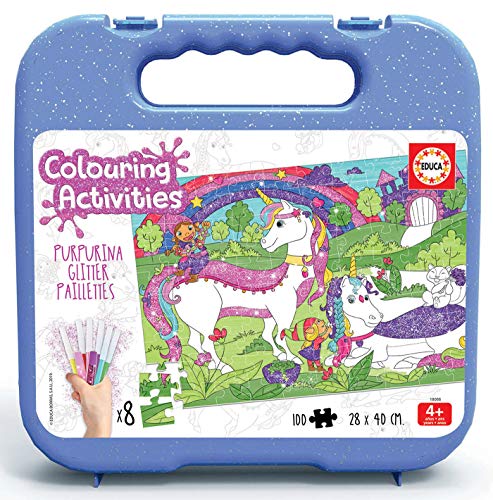 Educa - Colouring Activities: Unicornio Puzzle de 100 Piezas para Colorear, Multicolor (18066)