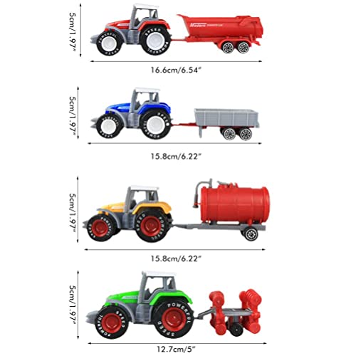 Eeauytr Juego de juguetes de tractor de granja de aleación de 4 piezas, modelo de coche de ingeniería vehículos de granja de juguete tractores de juguete para el día de los niños