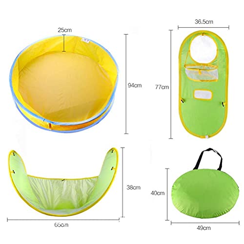 Eeneme Tienda de Playa para Bebés, 2 en 1 Tienda de Playa para Bebés Portátiles, Piscinas para Niños Infantil con Techo, Carpa Plegable Portátil Protección Sol Anti UV 50