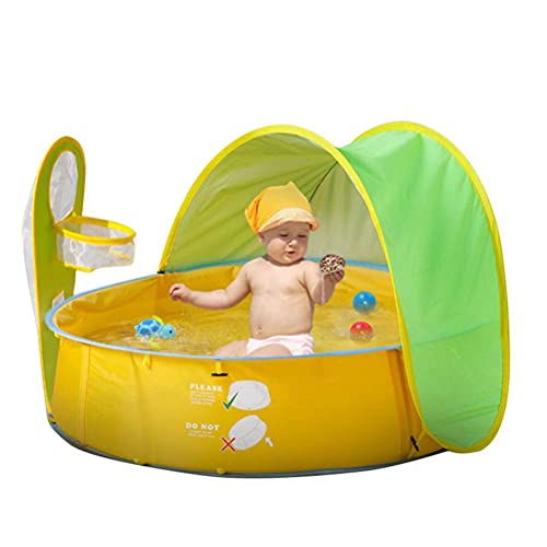 Eeneme Tienda de Playa para Bebés, 2 en 1 Tienda de Playa para Bebés Portátiles, Piscinas para Niños Infantil con Techo, Carpa Plegable Portátil Protección Sol Anti UV 50