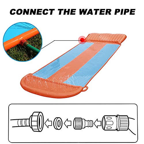 EFGS Pista Deslizante Agua Nifnos por Césped, Tobogan De Agua Resbaladizo Adulto 3 Pistas, Tobogan Agua Jardin con Papel De Reparación,Paquete Colorido(PVC)