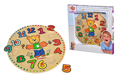 Eichhorn- Reloj Puzzle encajables de Madera, 12 Piezas 100005456 Juguete, Multicolor (Simba