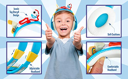 EKids Toy Story 4 Forky - Auriculares para niños con Diadema Ajustable y Control de Volumen de los Padres, Escuela, hogar, Viajes, Color Azul