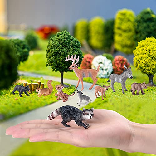 ELECLAND 15Pcs los Animales del Bosque Figuras Forest Animals Figuras Miniatura Criaturas de bosques Figurines Woodland Primero de la Torta de cumpleaños de los niños de Navidad Decoración de Fiesta