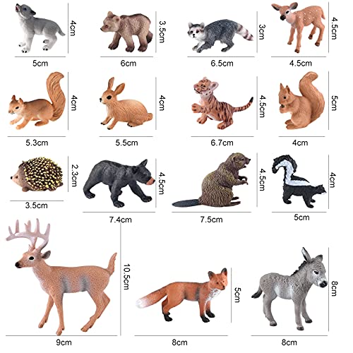 ELECLAND 15Pcs los Animales del Bosque Figuras Forest Animals Figuras Miniatura Criaturas de bosques Figurines Woodland Primero de la Torta de cumpleaños de los niños de Navidad Decoración de Fiesta