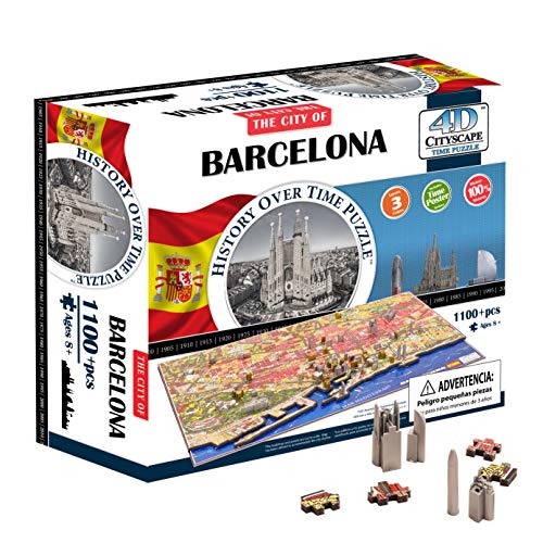 Eleven Force - Puzzle 4D Ciudades, diseño Barcelona (00500)- Puzzle Barcelona, Multicolor