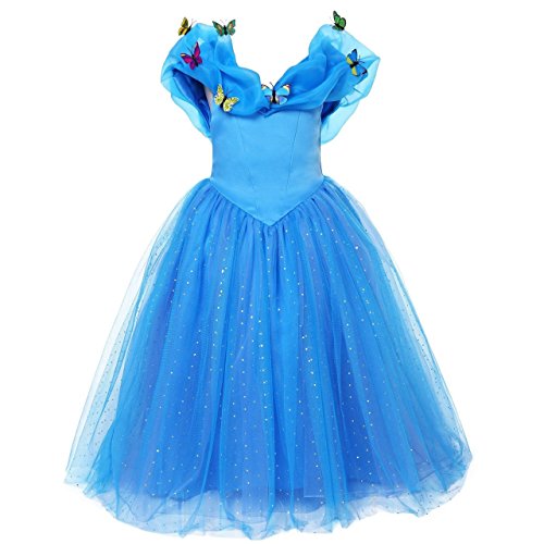 ELSA & ANNA® Princesa Disfraz Traje Parte Las Niñas Vestido (Girls Princess Fancy Dress) ES-FBA-CNDR4 5-6 Años(talla productor 30)