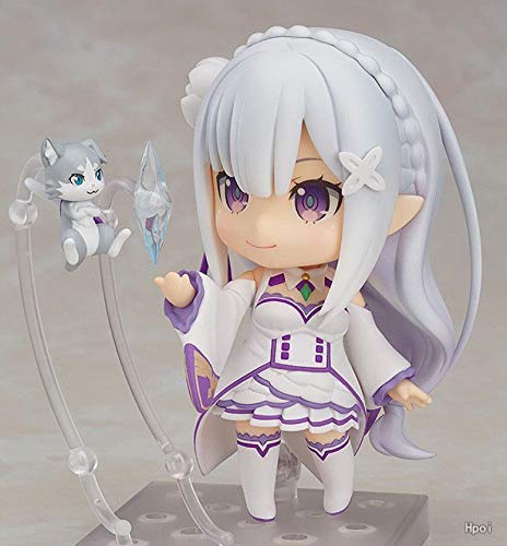 Emilia Q versión Re Zero Life en un Mundo Diferente Anime Figura acción Figuras molos coleccionables Juguetes Regalo para niños Juguetes para niñas 10CM Pop Anime,nendoroid Anime,funkos Anime