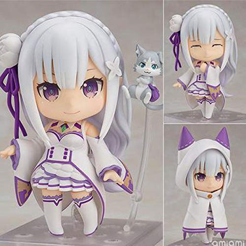 Emilia Q versión Re Zero Life en un Mundo Diferente Anime Figura acción Figuras molos coleccionables Juguetes Regalo para niños Juguetes para niñas 10CM Pop Anime,nendoroid Anime,funkos Anime