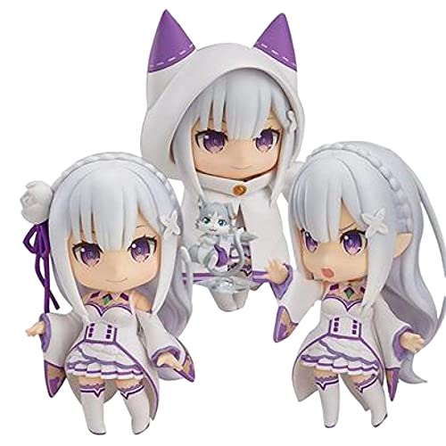 Emilia Q versión Re Zero Life en un Mundo Diferente Anime Figura acción Figuras molos coleccionables Juguetes Regalo para niños Juguetes para niñas 10CM Pop Anime,nendoroid Anime,funkos Anime