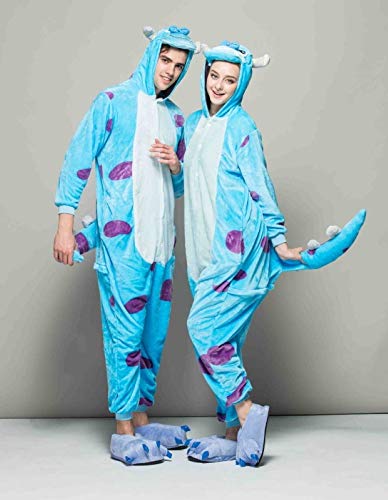 Emmarcon - Disfraz de carnaval halloween pijama cálido de animales kigurumi cosplay zoológico onesies S/altezza 149-159cm,max 60kg Sullivan