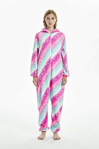 Emmarcon - Pijama Kigurumi - Pijama modelo animalito - Mono enterizo - Ideal incluso como disfraz de Halloween, para fiestas cosplay, etc - Pijama unisex para adulto Unicornio Sky Fucsia XL