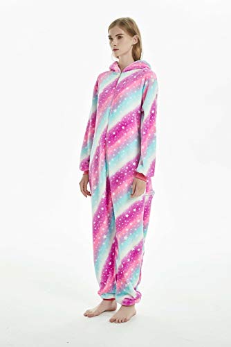 Emmarcon - Pijama Kigurumi - Pijama modelo animalito - Mono enterizo - Ideal incluso como disfraz de Halloween, para fiestas cosplay, etc - Pijama unisex para adulto Unicornio Sky Fucsia XL